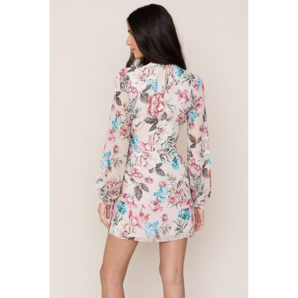 Yumi Kim Tie Me Over Dress, Pink Floral, Faux Wrap Skirt, Sz XS - Picture 2 of 13